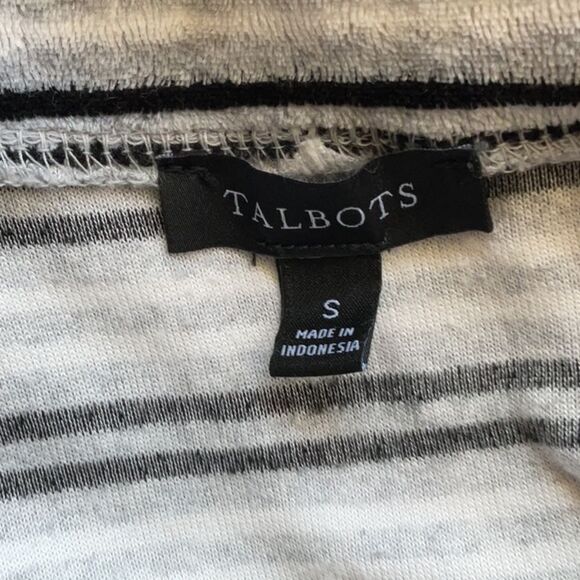 Talbots Black White Gray Striped Blouse Women S Pullover Shirt Cotton Polyester - Picture 4 of 8